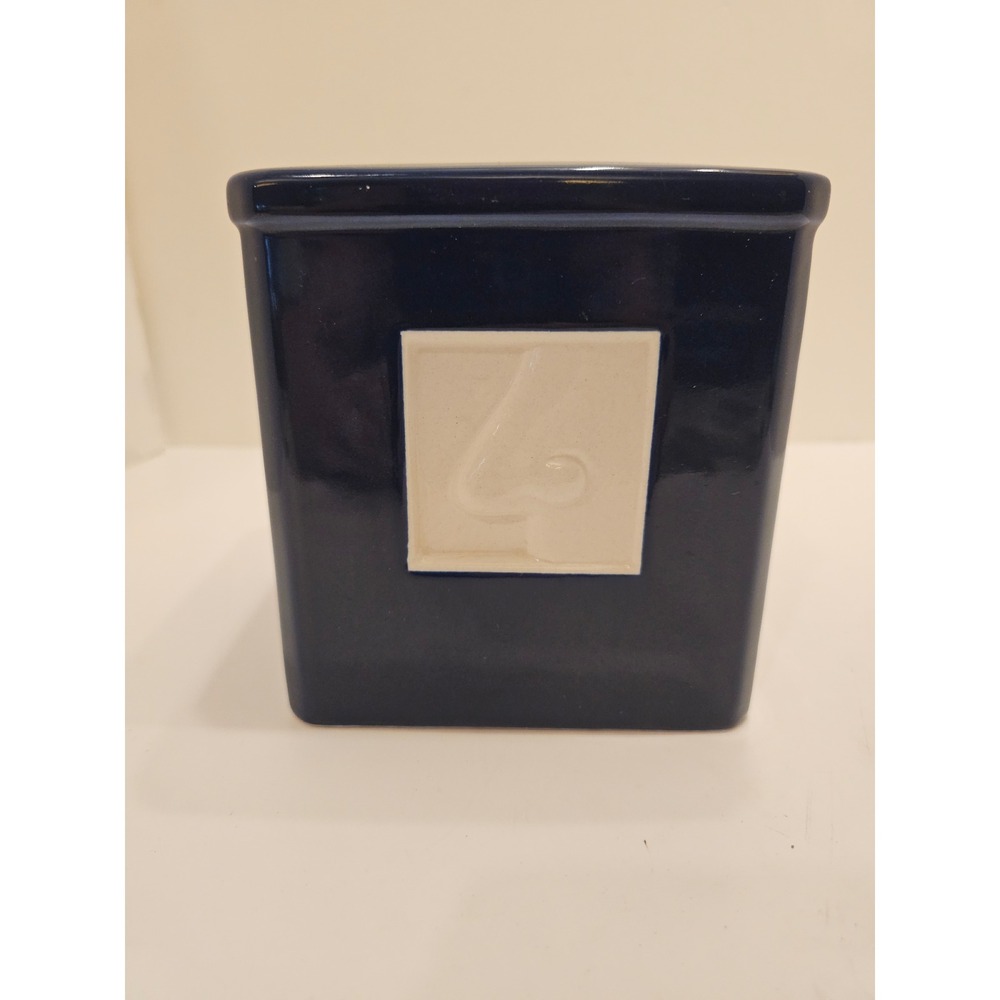 Tileware by Roshco Navy Blue Ceramic Tissue Box Cover Embossed Nose Modern Art